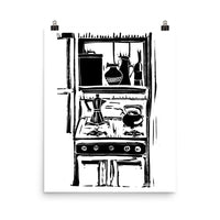 Kitchen Stove Linocut