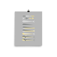 Deconstructed Fish (Yellow on Grey)